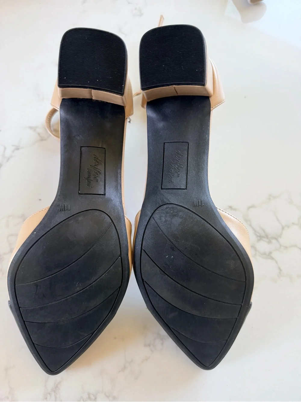 dexflex comfort Nude and Black Two-Tone Pointed Toe Ankle Strap Pumps